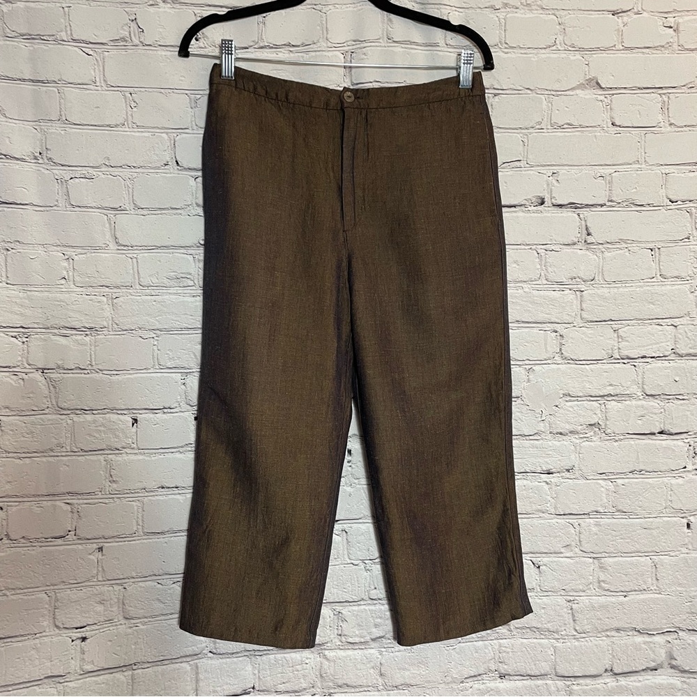 Chico's Design Linen Blend Brown Capri Pants Size 0 US S